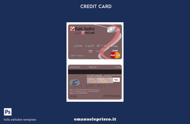 modello di carta di debito mastercard Austria Bank Austria stile verificato